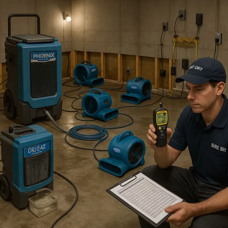 Structural Drying and Dehumidification process in Onset, MA